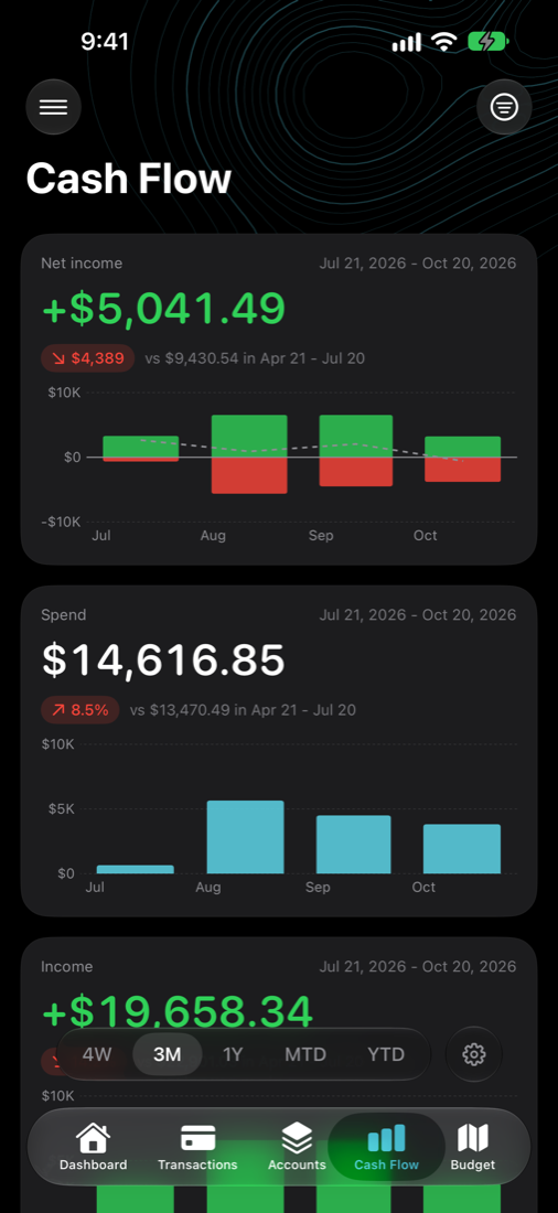 Cash flow screen